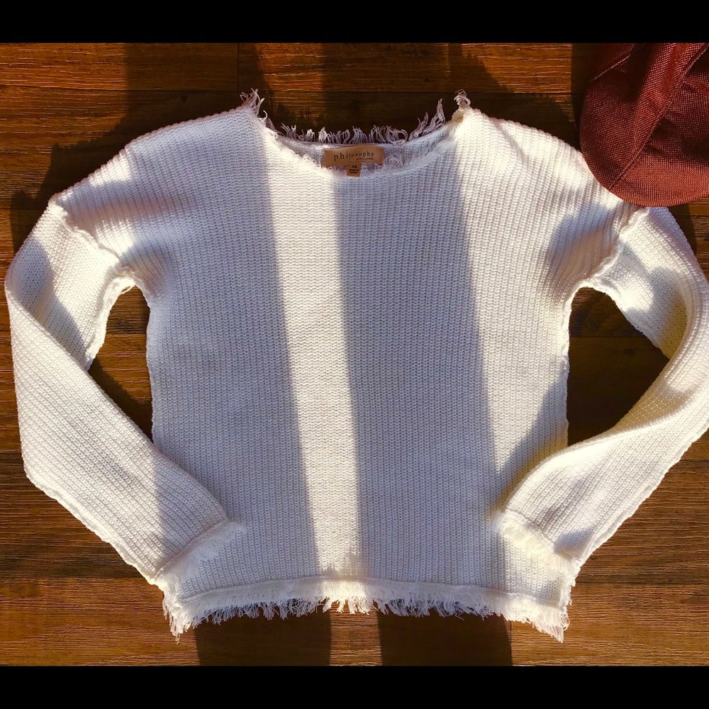🌿❣️Philosophy NWOT White Sweater Fringe Detail XS
